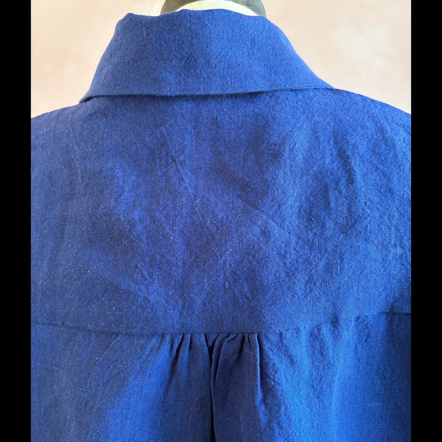 Women's Irish Linen Shirt with Hand Sewn Snaps, Royal Blue