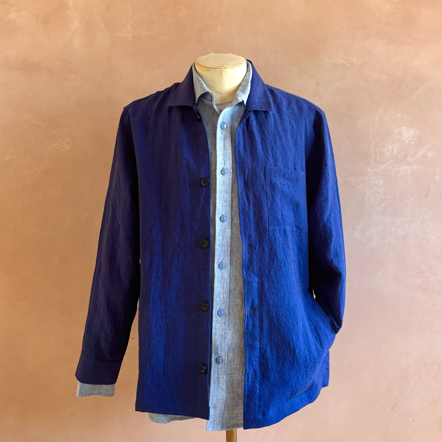Men’s Irish Linen Shacket - Royal Blue