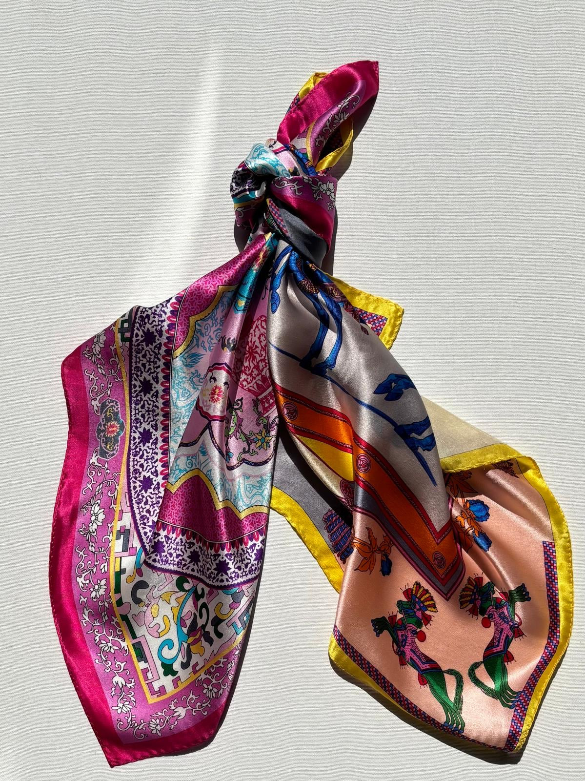 100% Silk Chinoiserie Medallion Scarf