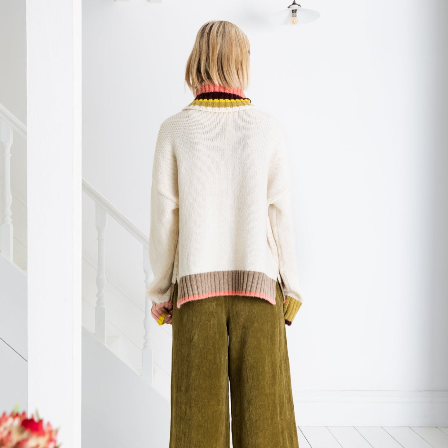 Winter White Multi Roll Neck Jumper