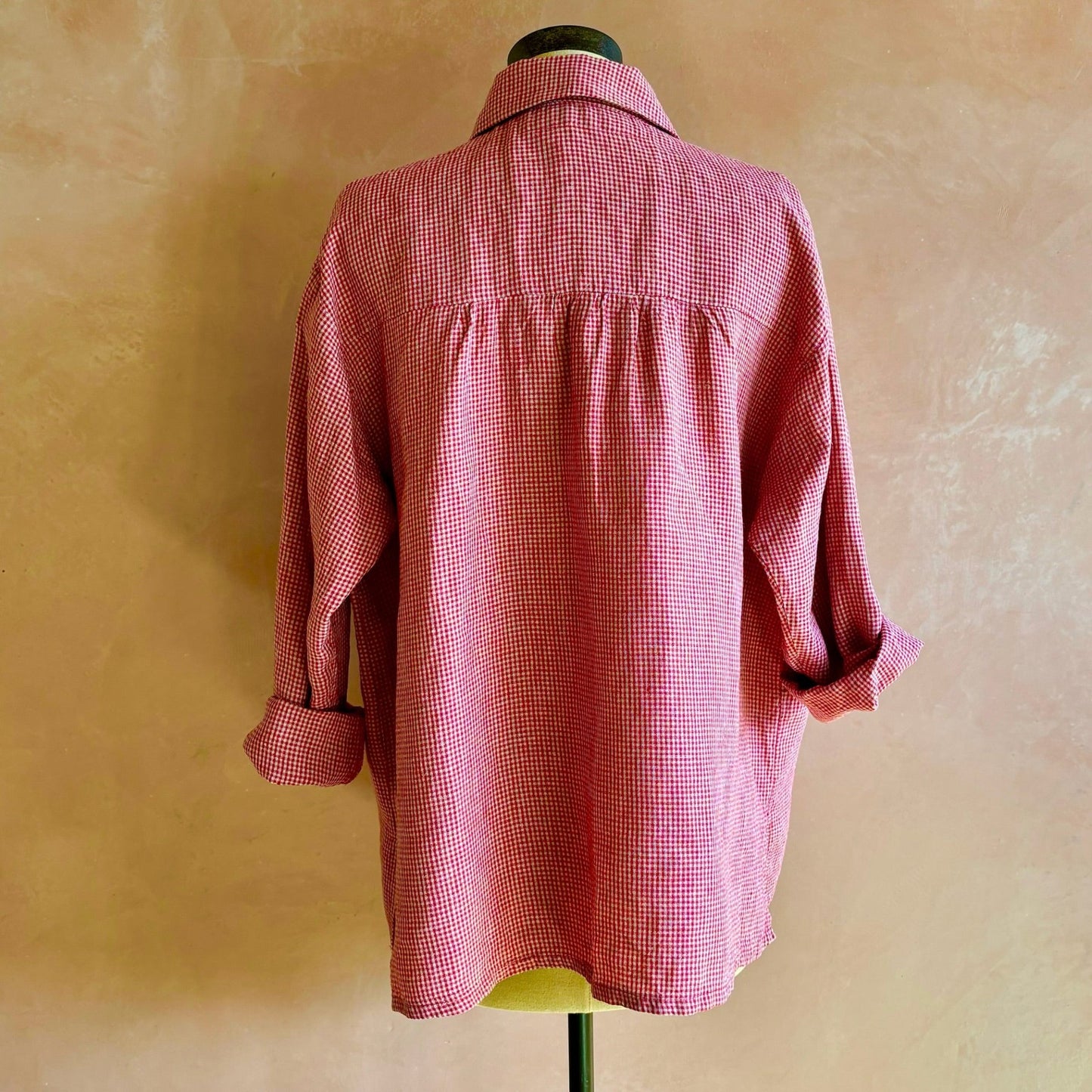 Barndance Linen Shirt in Red Check