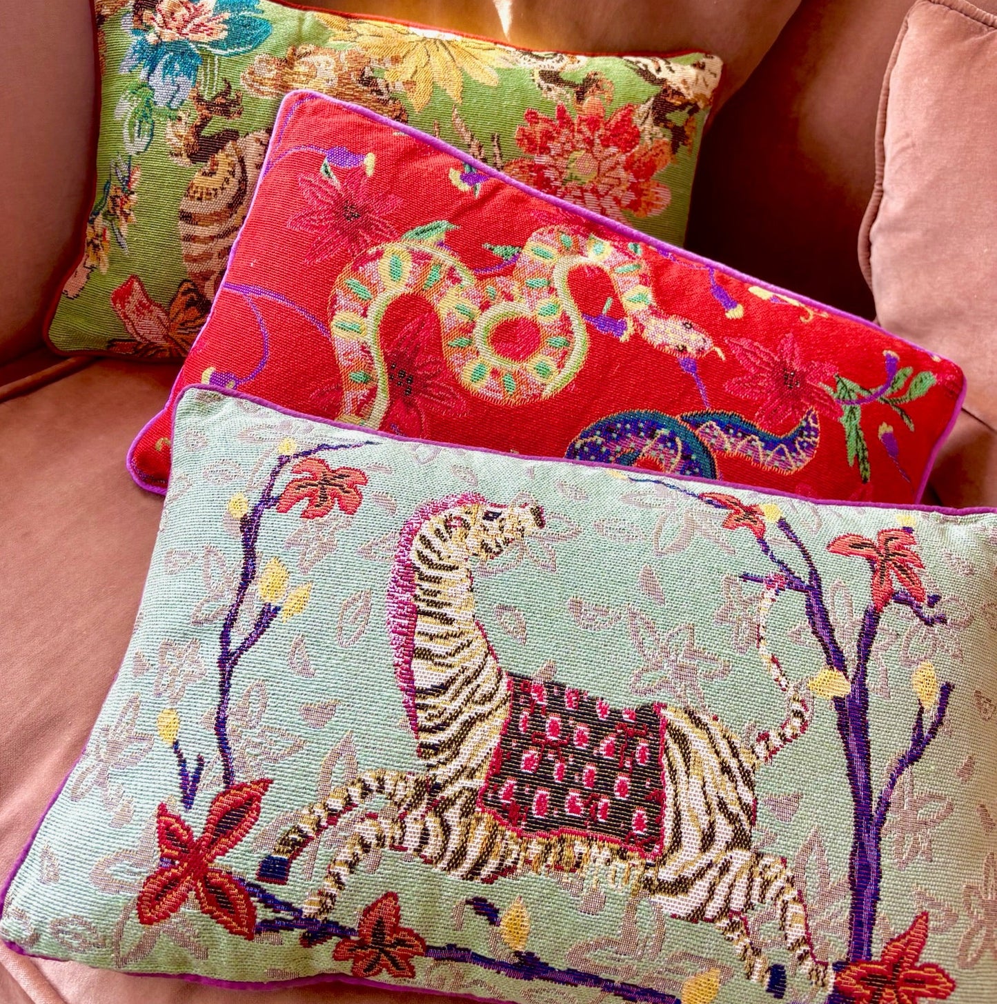 Tapestry Style Cushion - Zebra