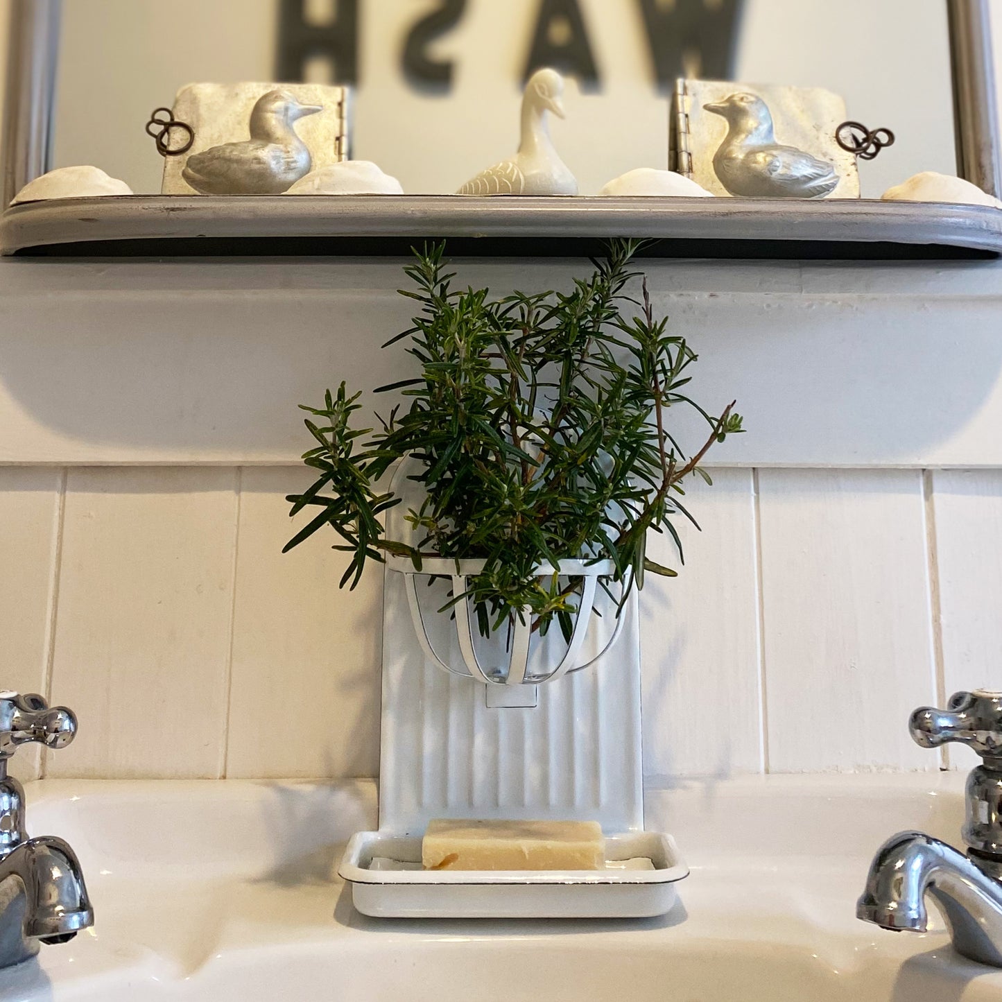 Enamel Soap Dish with Basket.