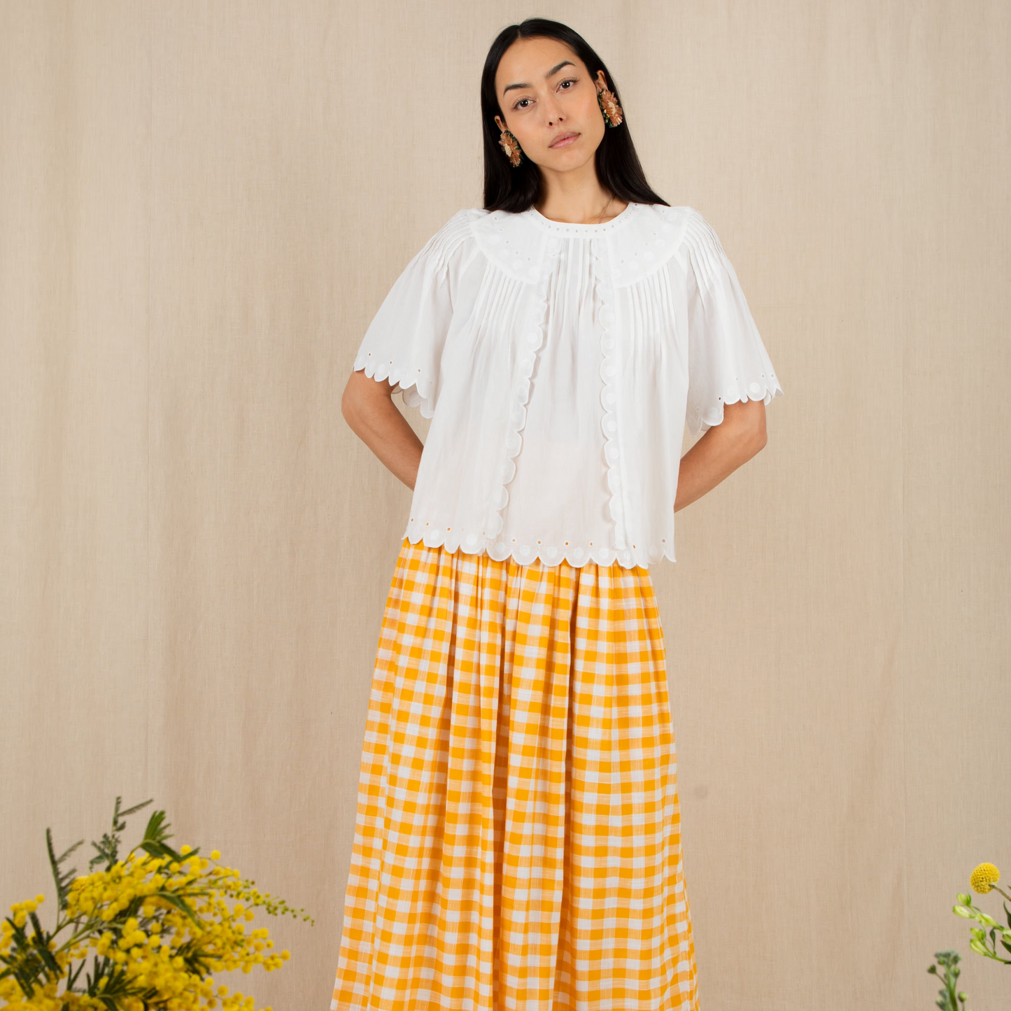 Embroidered White Cotton Top