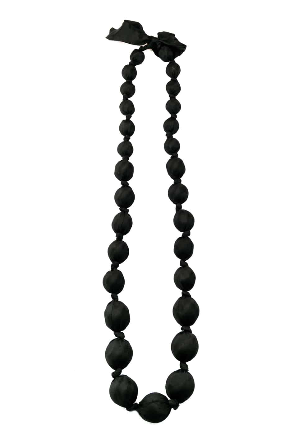 Long Silk Bow Necklace Black