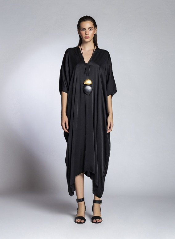 Maxi Satin Kaftan Black – One Size