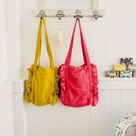 Bag Lady Linen Tote with Fabulous Frills