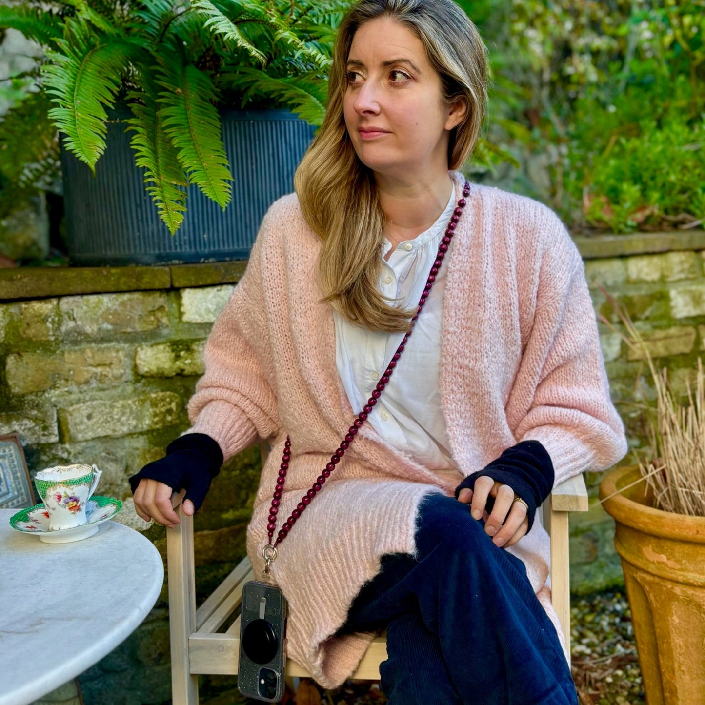 Cosy Knit Cardigan Shell Pink