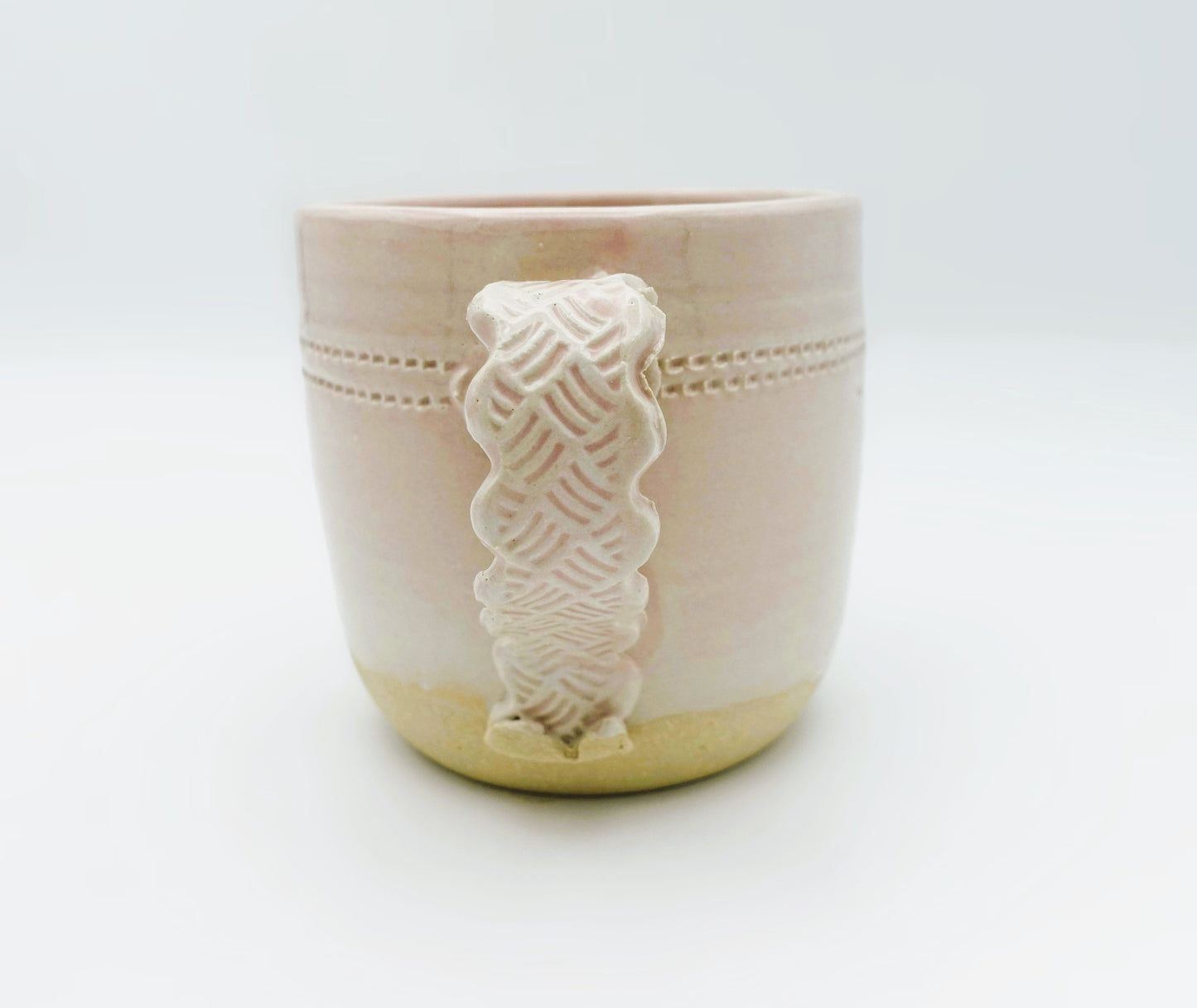 Handmade Pink Scallop Handle Mug