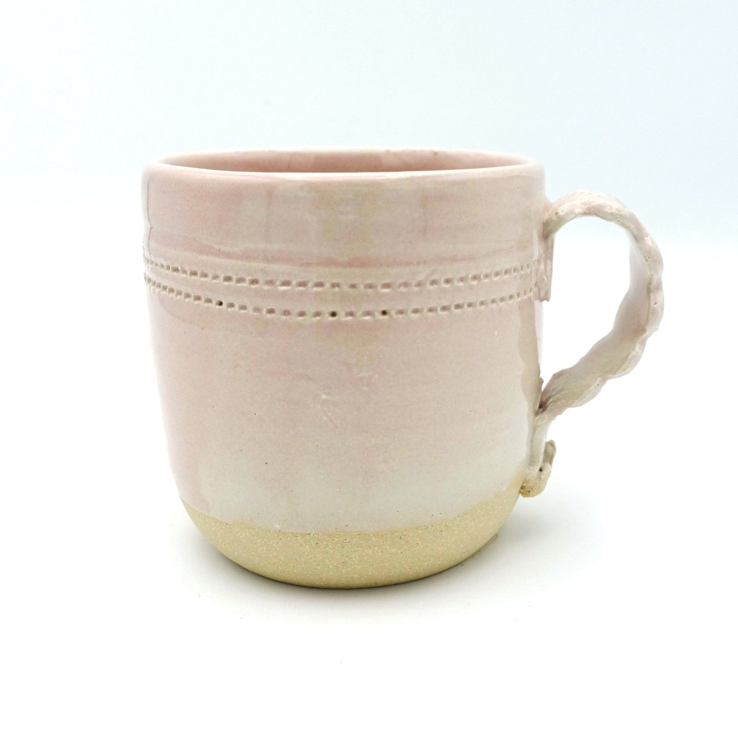 Handmade Pink Scallop Handle Mug