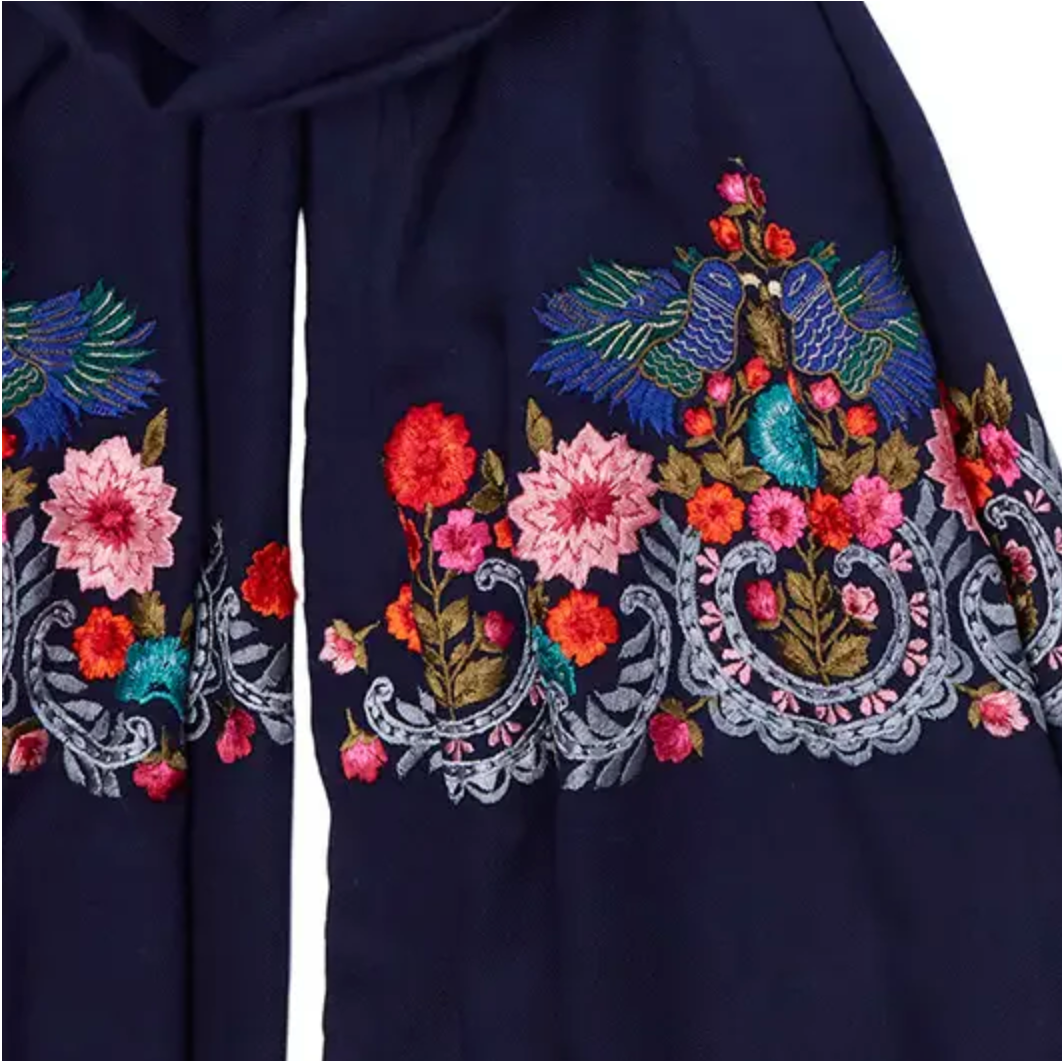Bird of Paradise Pashmina - Navy