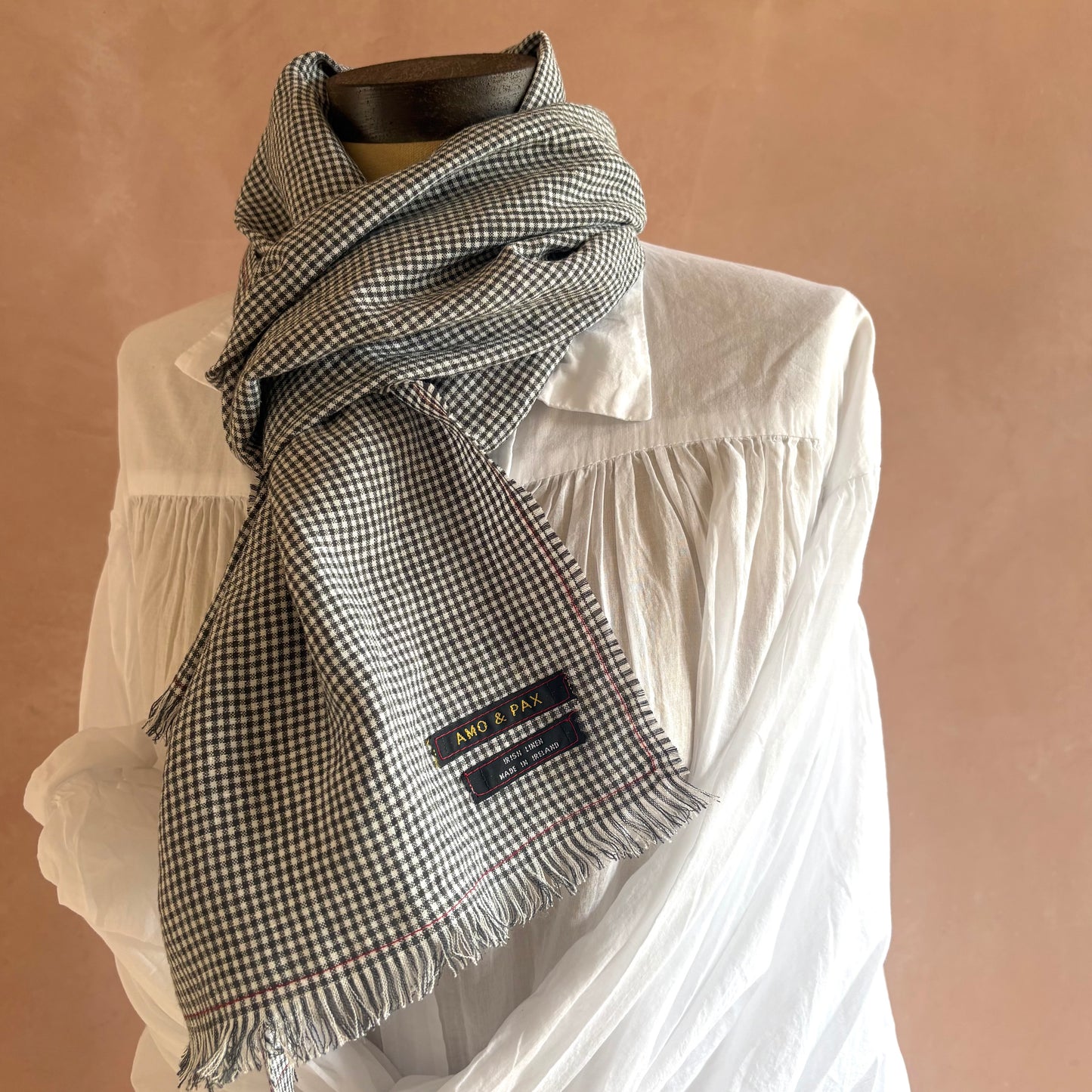 Irish Linen Barndance Scarf Charcoal | Wexford Woven