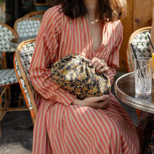V Neck Cotton Dress - Terracotta