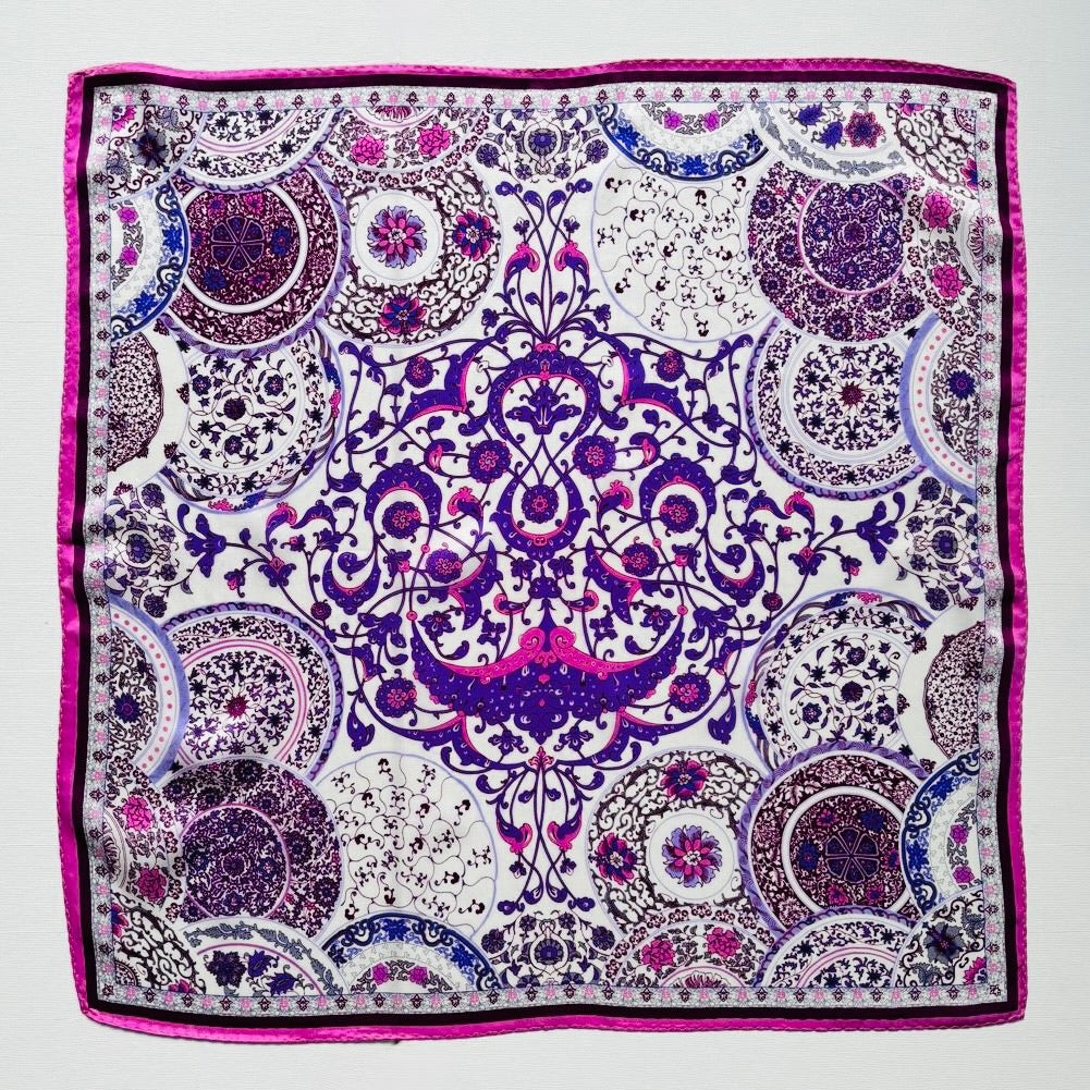 100% Silk Purple Baroque Plate Scarf