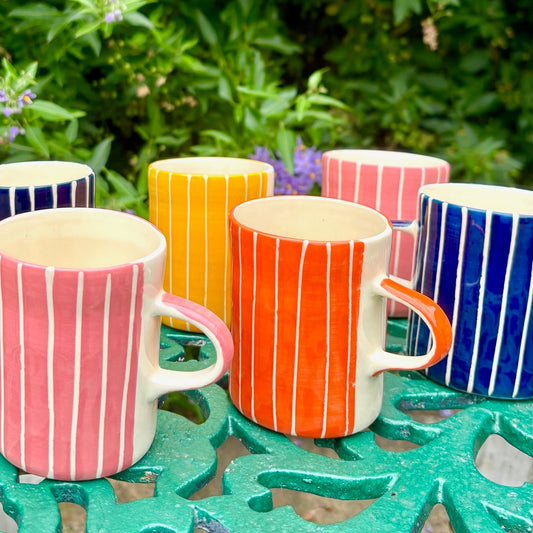 Handmade, Hand painted Sgraffito Mug