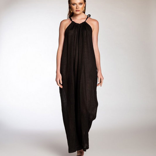 100% Linen Jumpsuit, Black