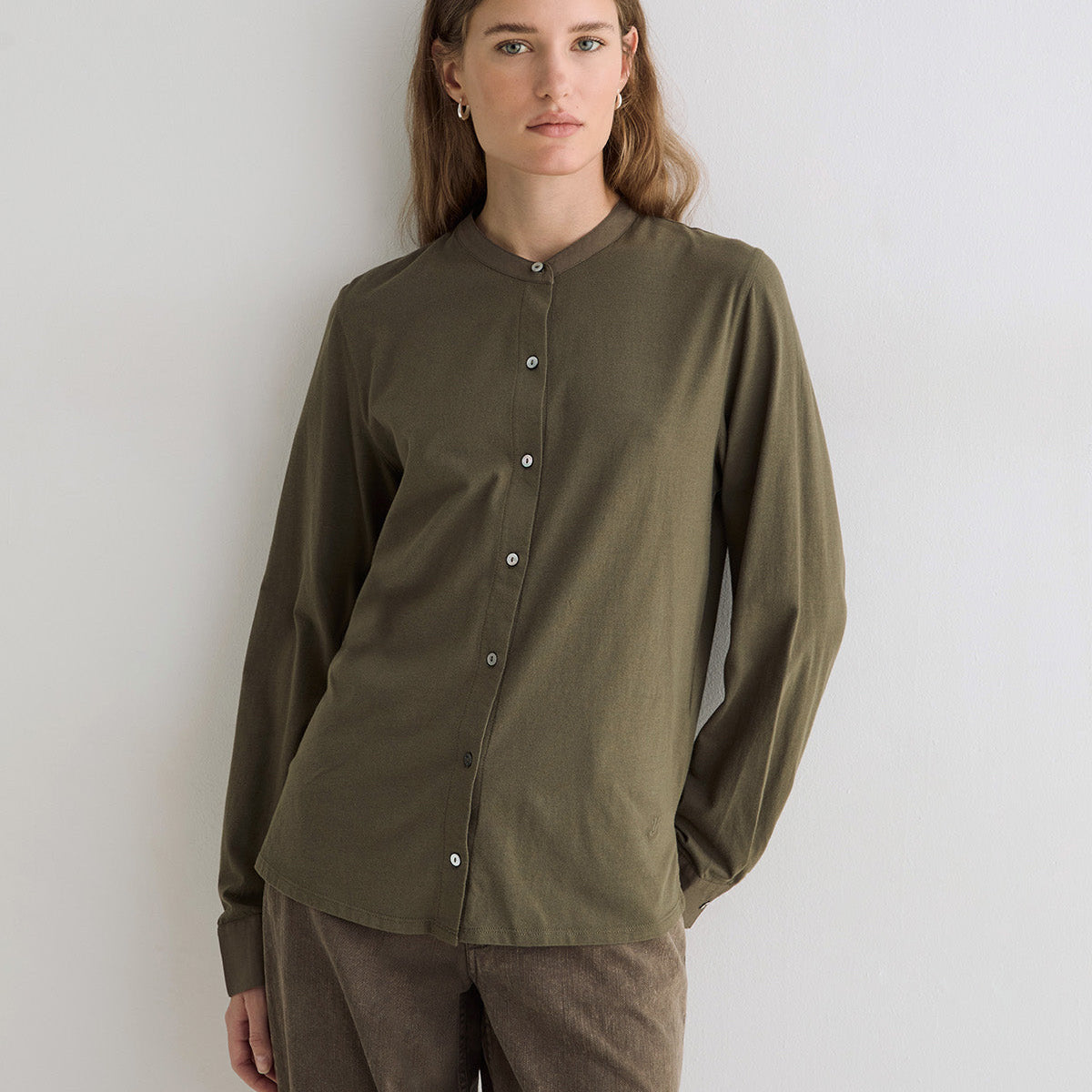 Women’s Cotton Shirt with Removable Scarf