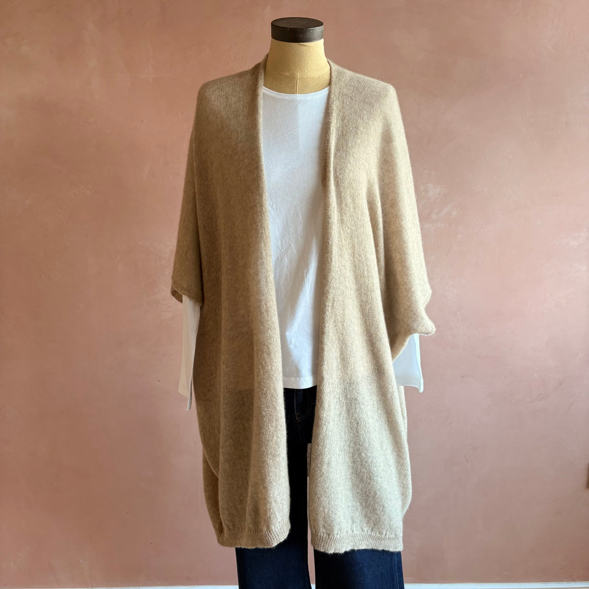 Cashmere Sleeveless Cardigan Fawn
