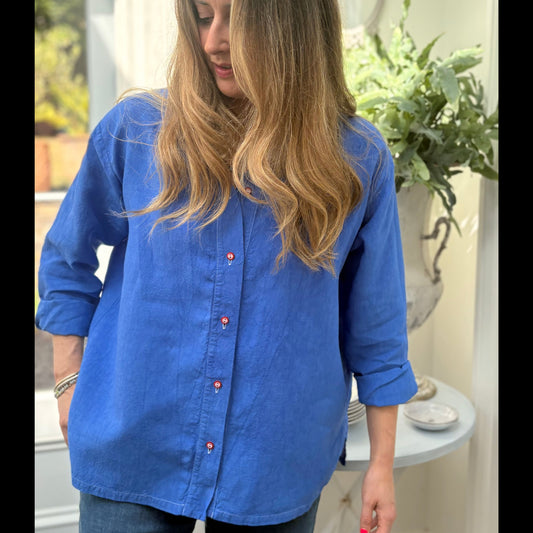 Womens Irish Linen Shirt in Blue
