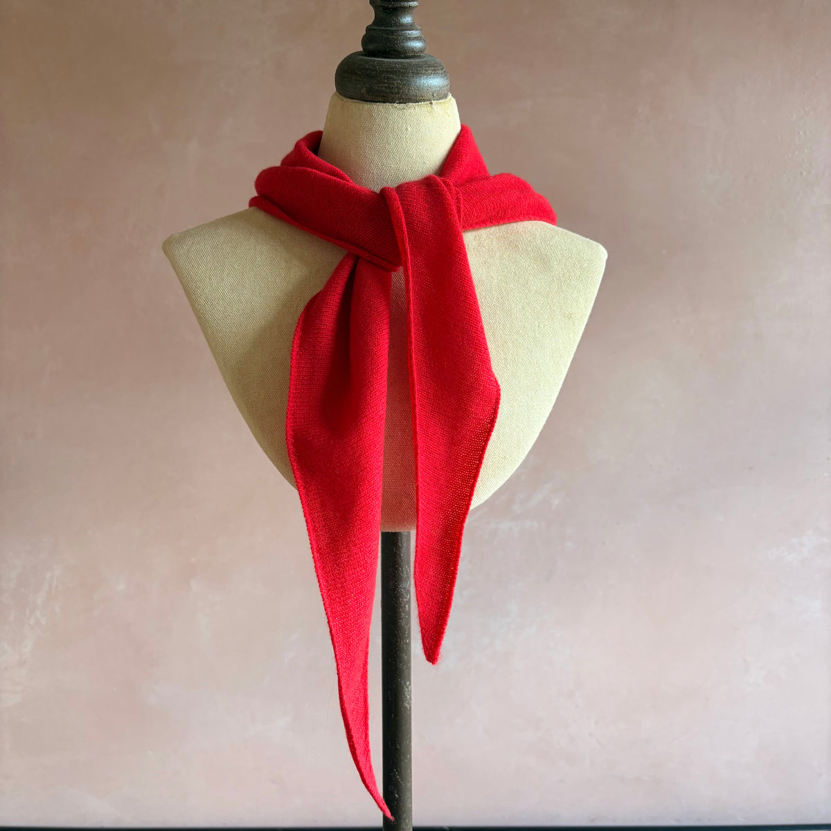 100% Cashmere Triangle Scarf - Red
