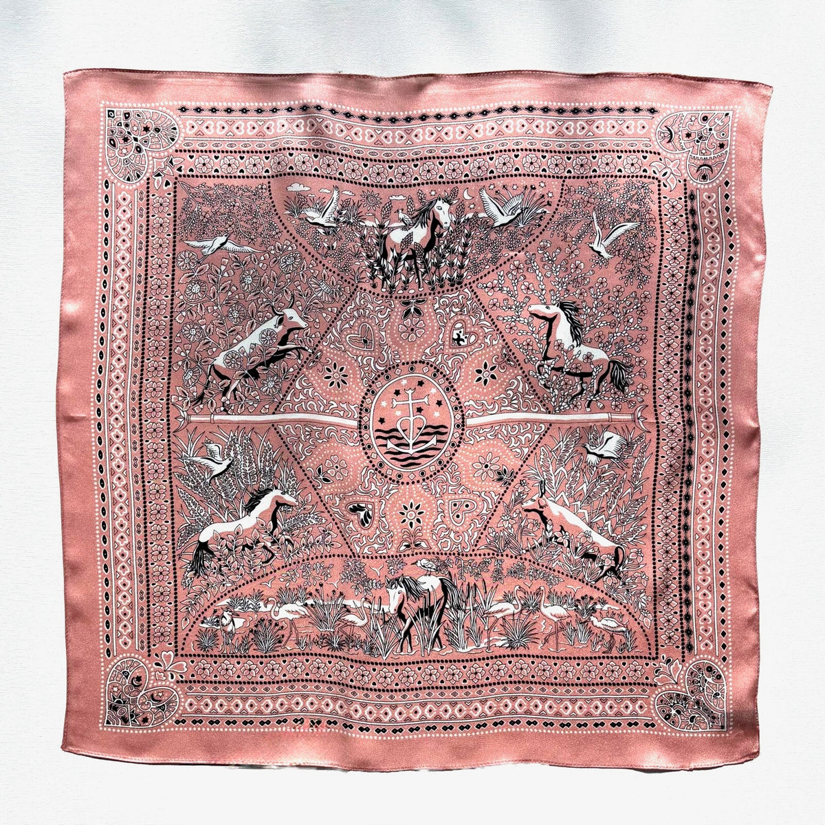 100% Silk Wild Horse & Camargue Scarf