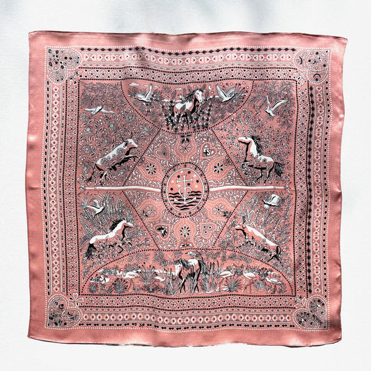 100% Silk Wild Horse & Camargue Scarf