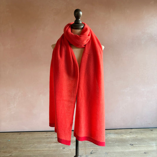 100% Cashmere Tippet Scarf - Orange Fuchsia