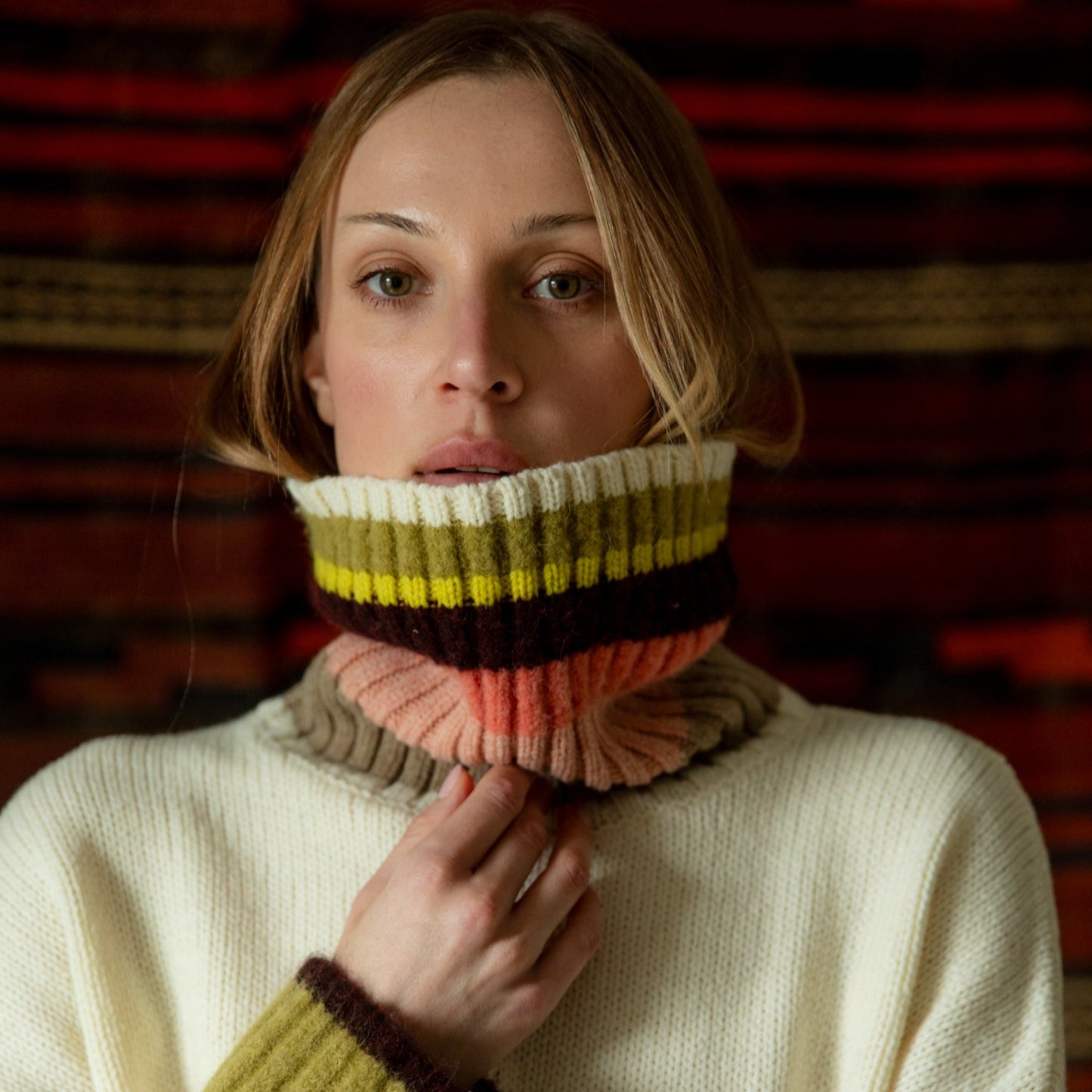 Navy Roll Neck Knit Jumper