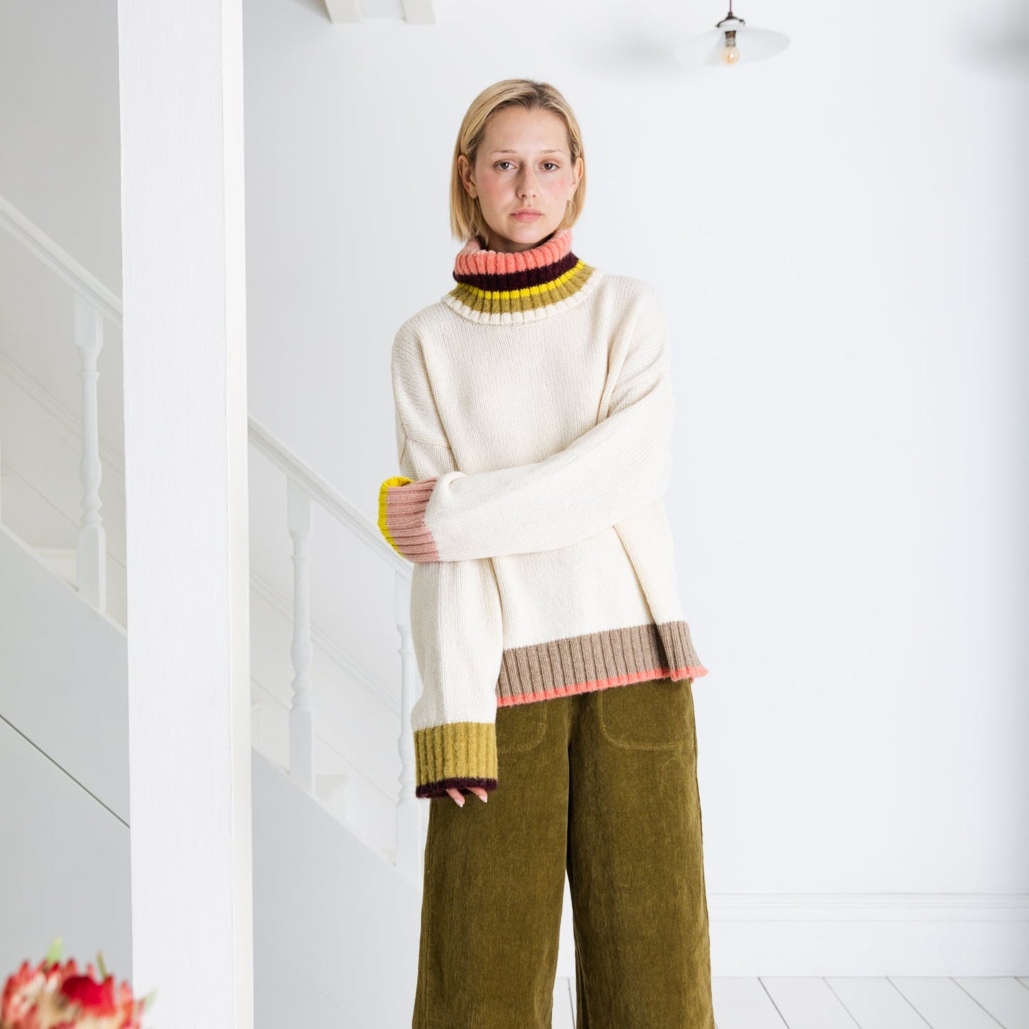 Navy Roll Neck Knit Jumper