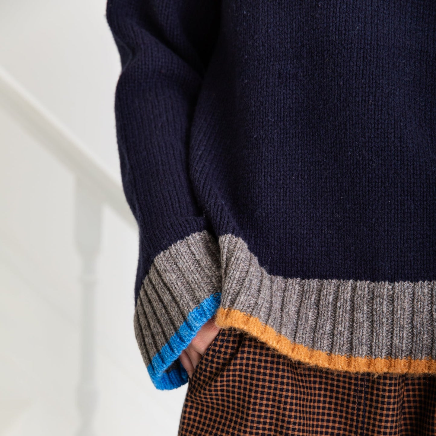 Navy Roll Neck Knit Jumper