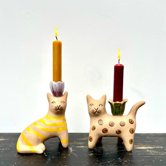 Pair of Mamie Cat Candlesticks