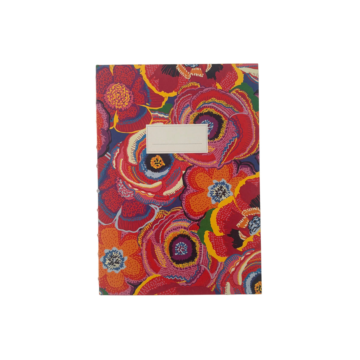 French A5 Floral Lined Notebook with Exposed Stitching & Sewn Spine