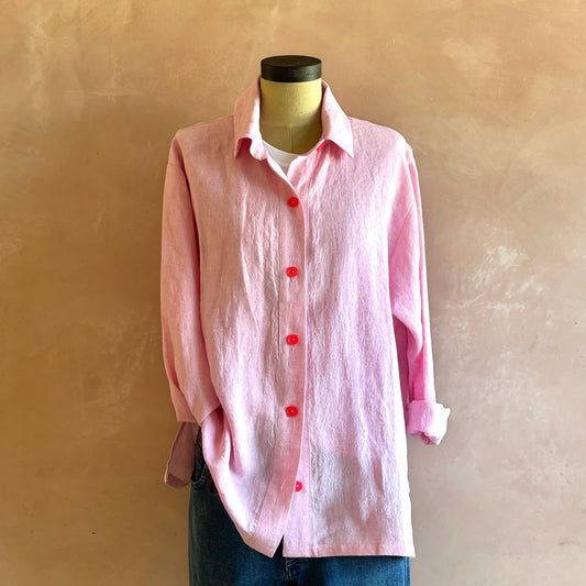Women’s Irish Linen Shirt Candy Pink