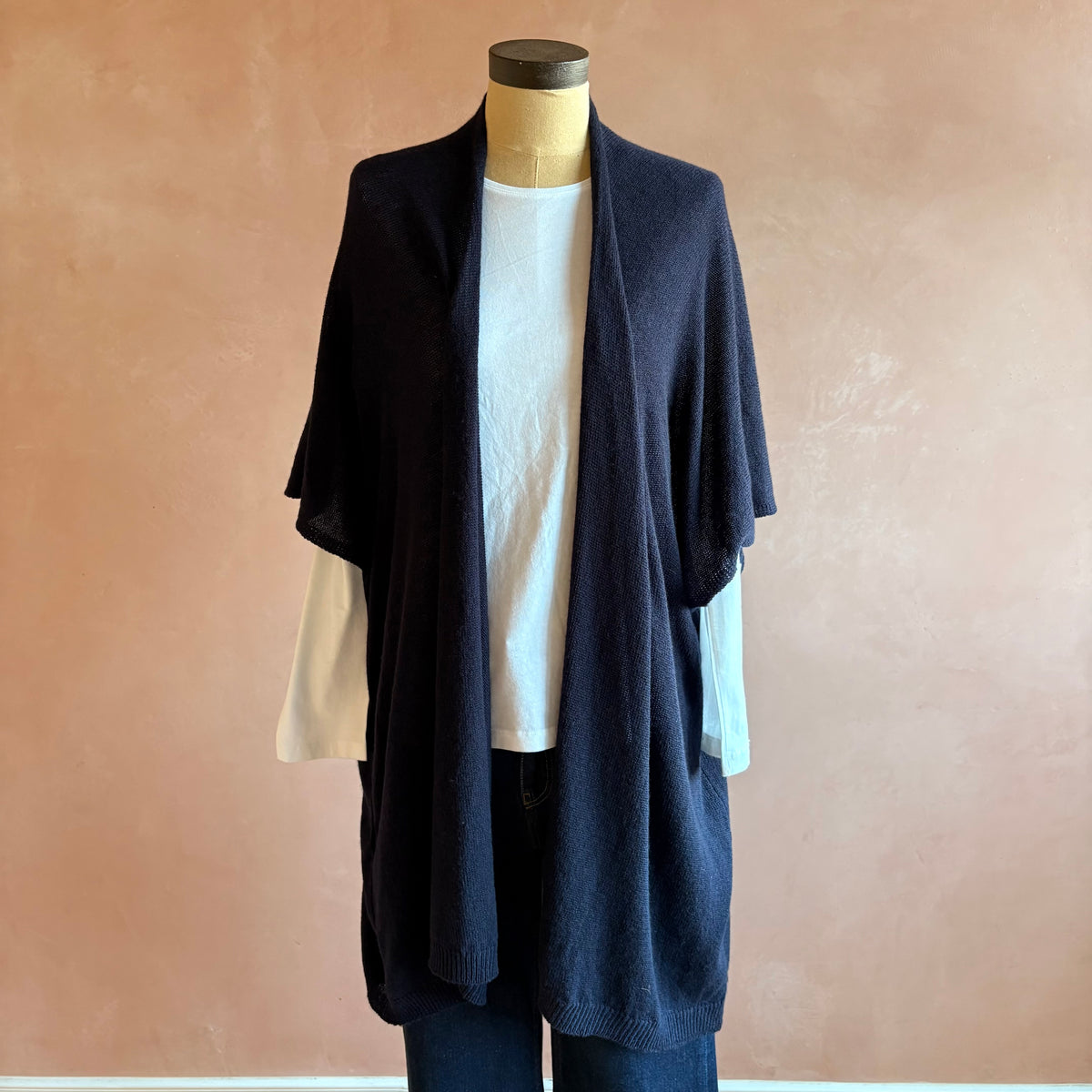 Cashmere Sleeveless Cardigan Navy