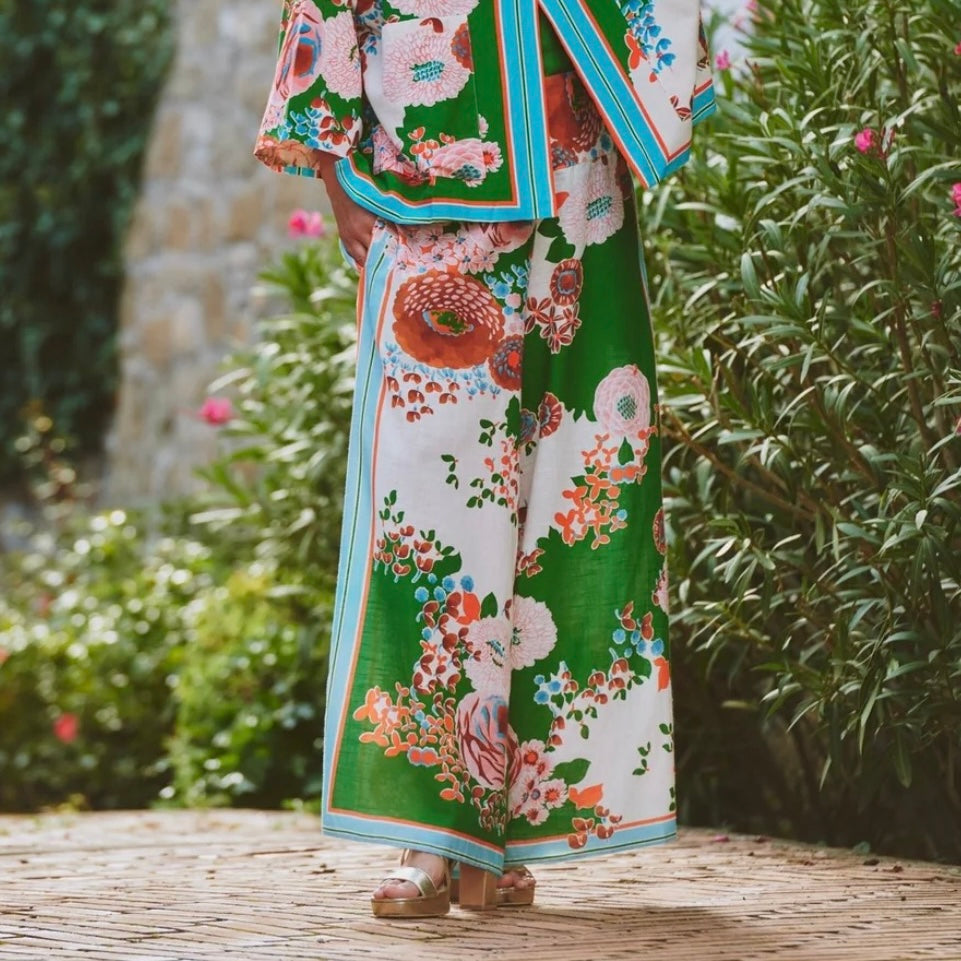 Kitsch Bouquet Green Palazzo Pants