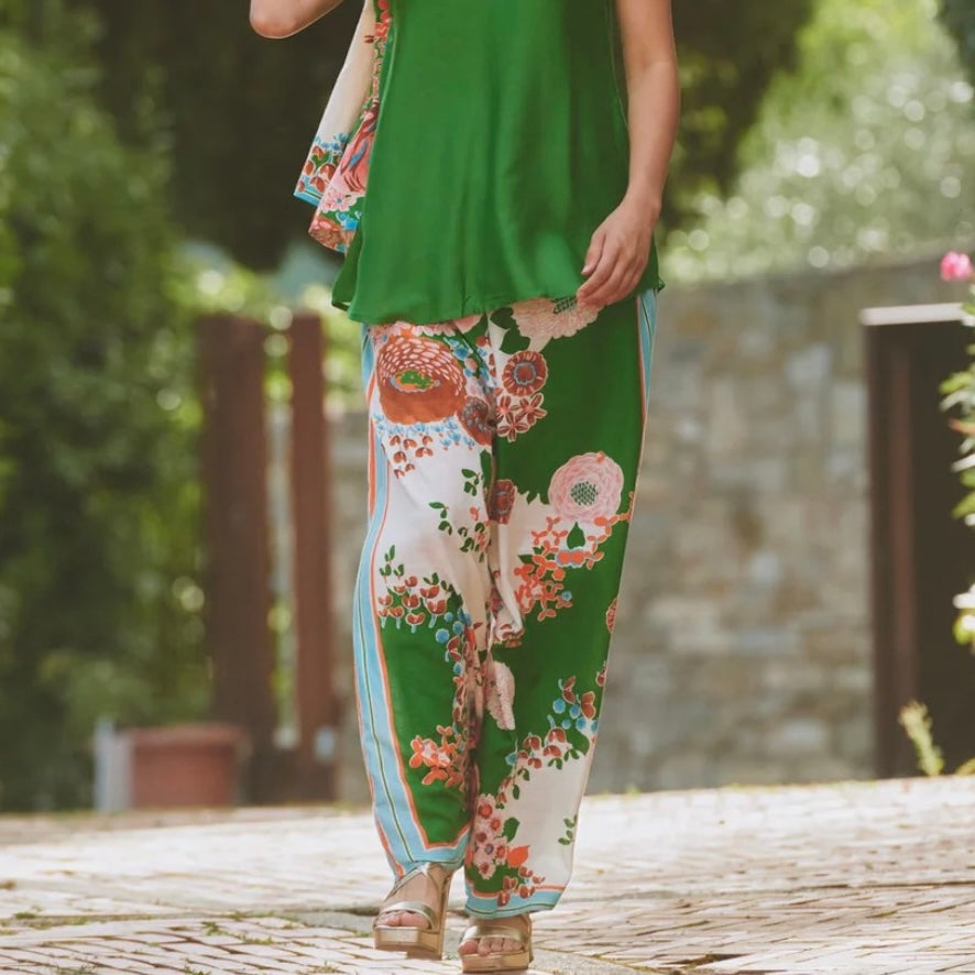 Kitsch Bouquet Green Palazzo Pants