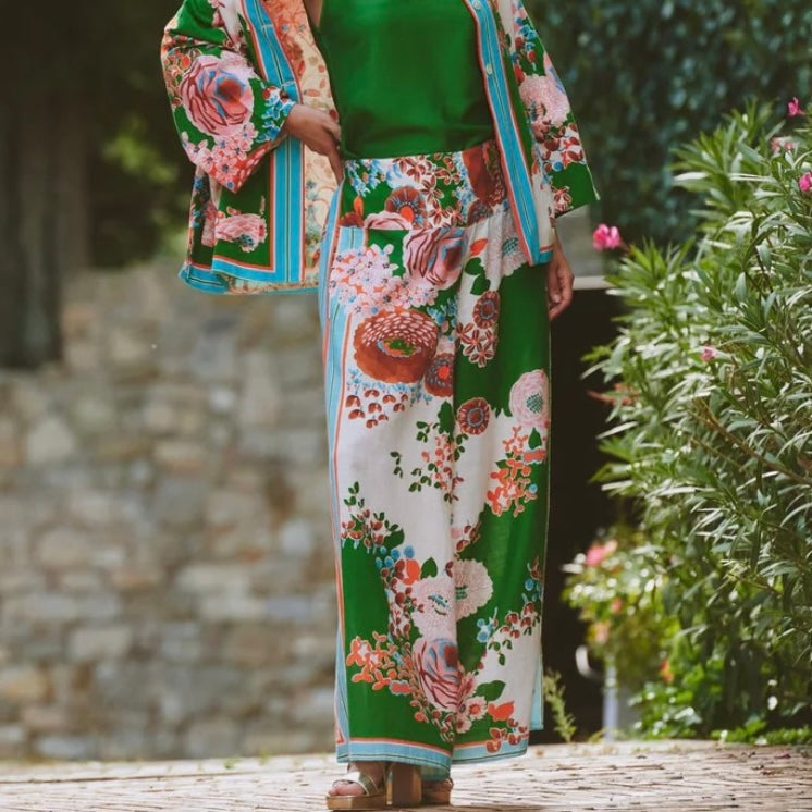 Kitsch Bouquet Green Palazzo Pants