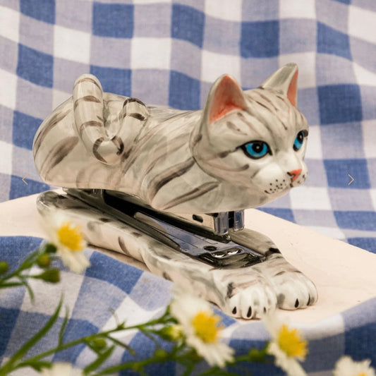 Handmade Cat Stapler - Porcelain