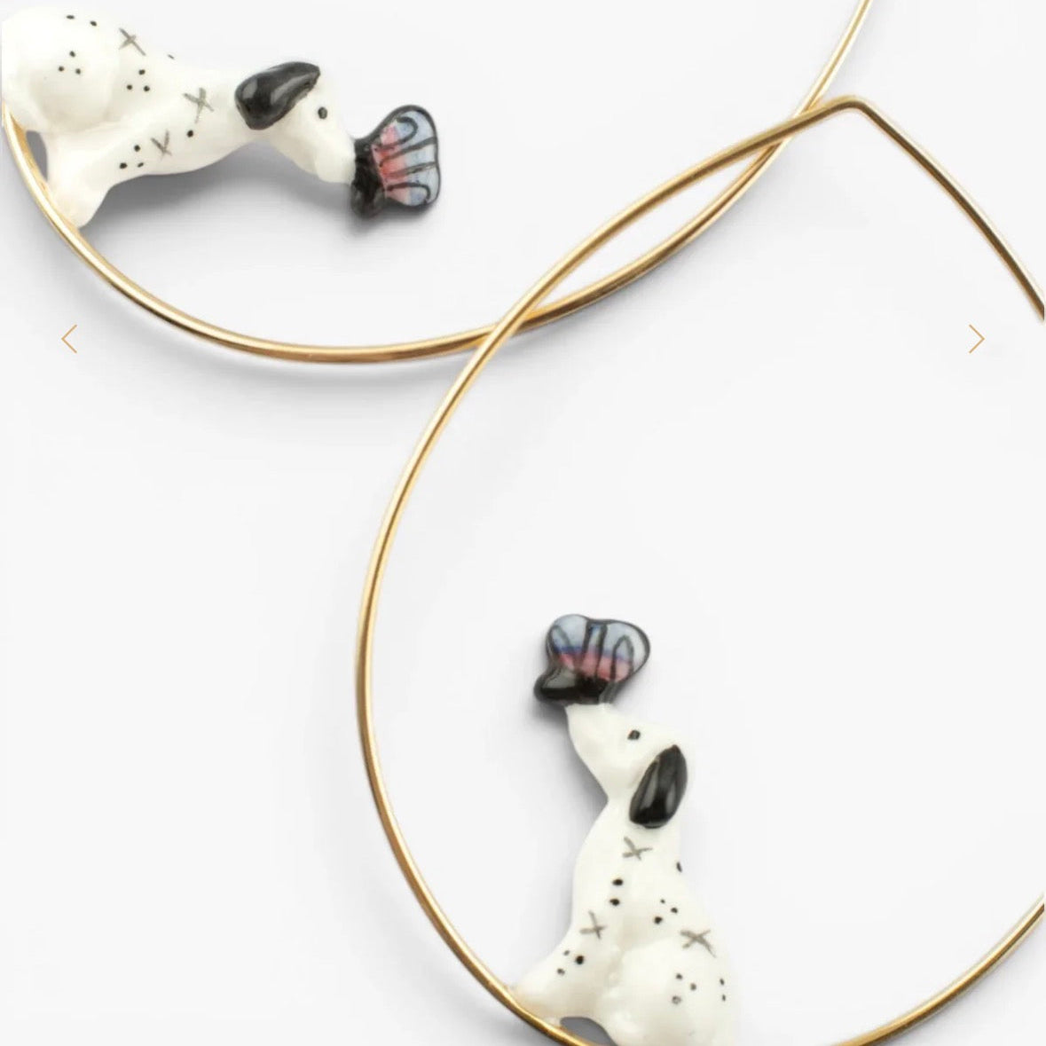 Dalmation & Butterfly Earrings - Porcelain, Handmade