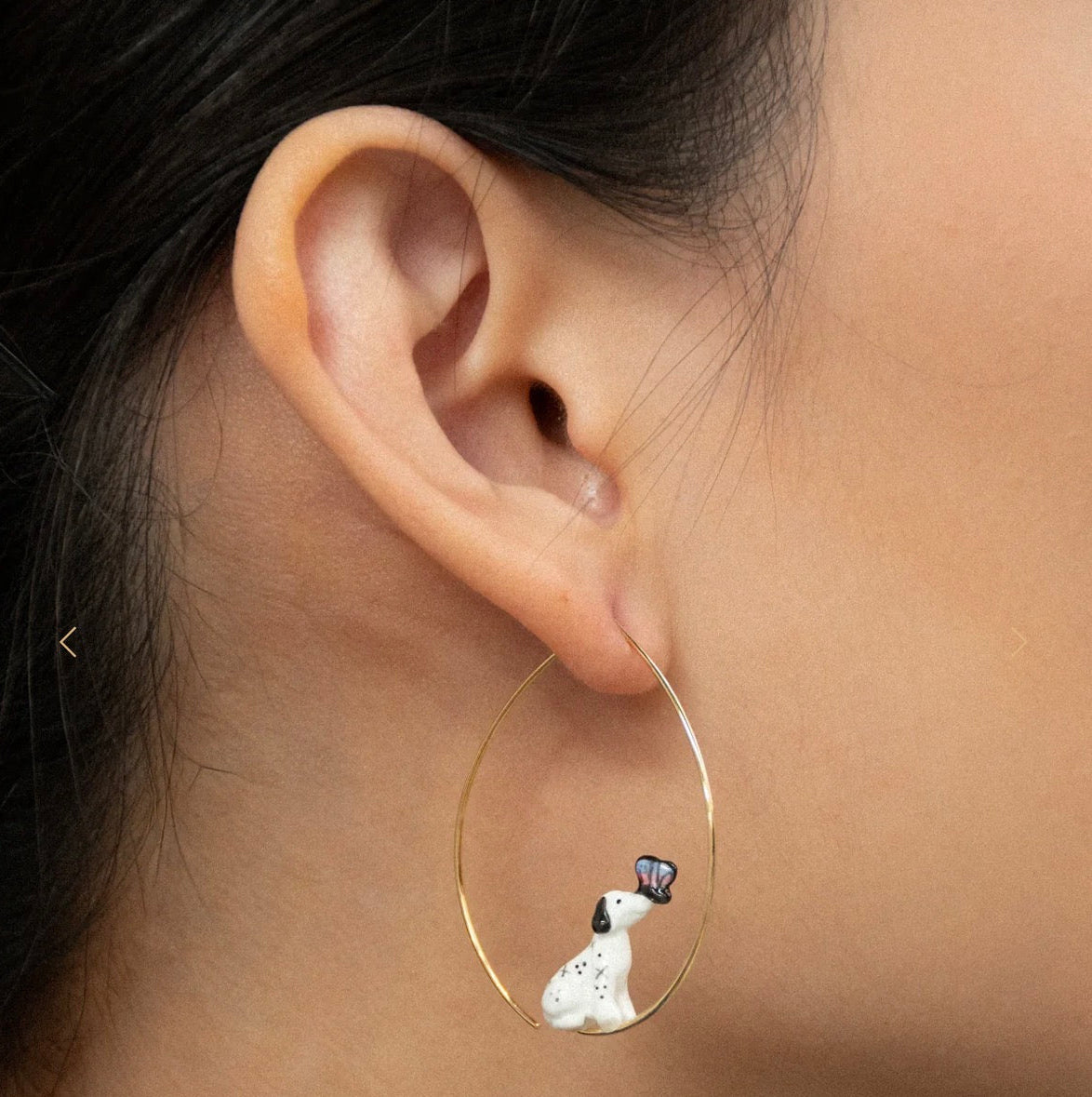 Dalmation & Butterfly Earrings - Porcelain, Handmade