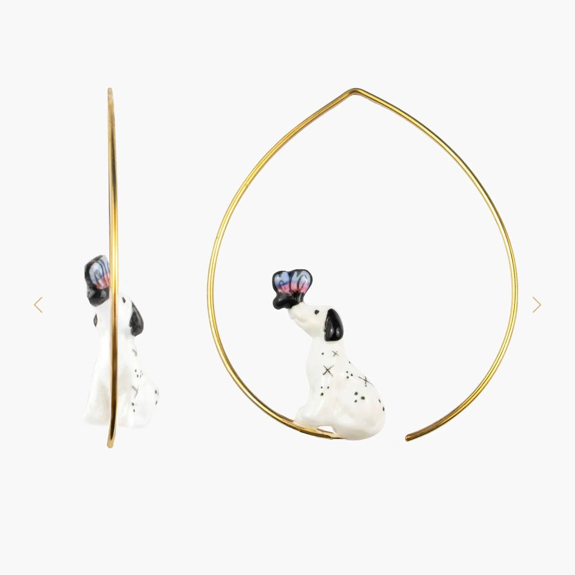 Dalmation & Butterfly Earrings - Porcelain, Handmade