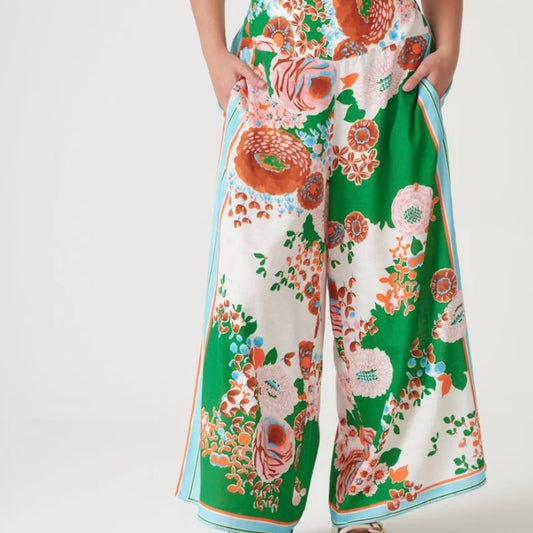 Kitsch Bouquet Green Palazzo Pants