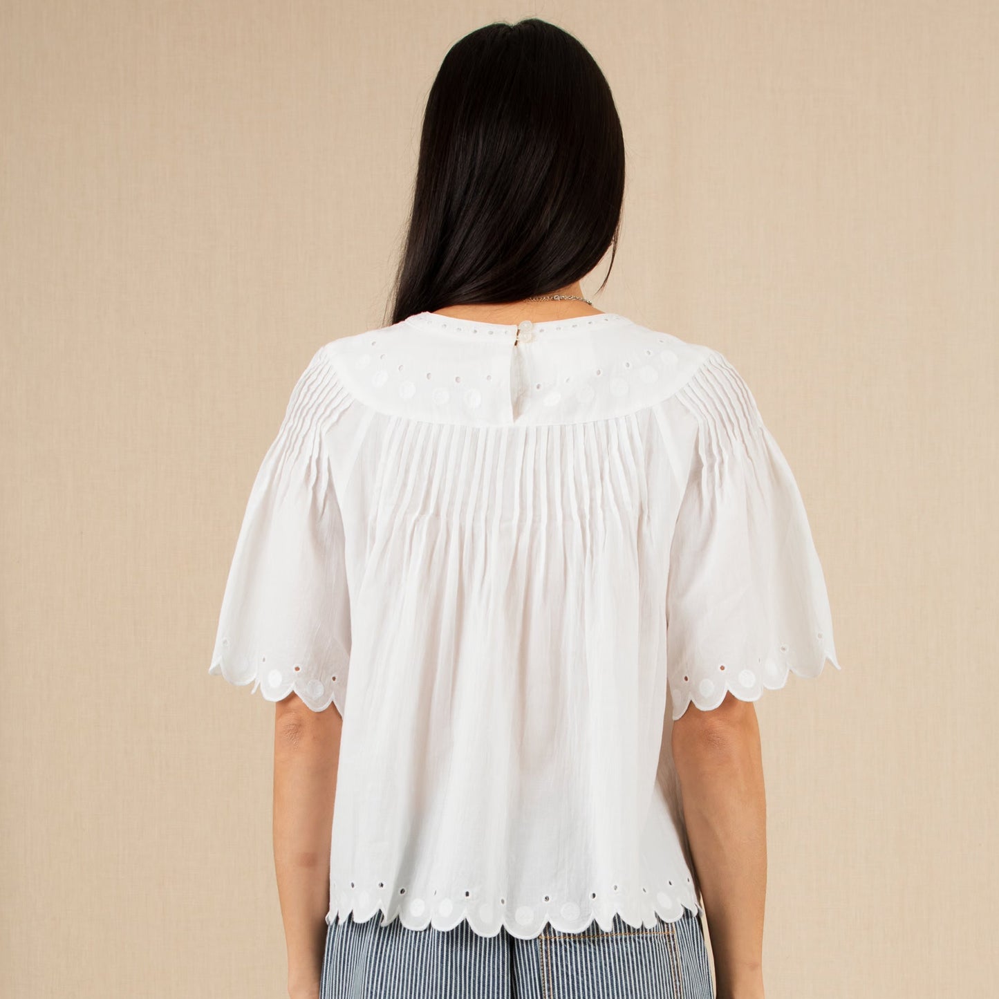 Embroidered White Cotton Top