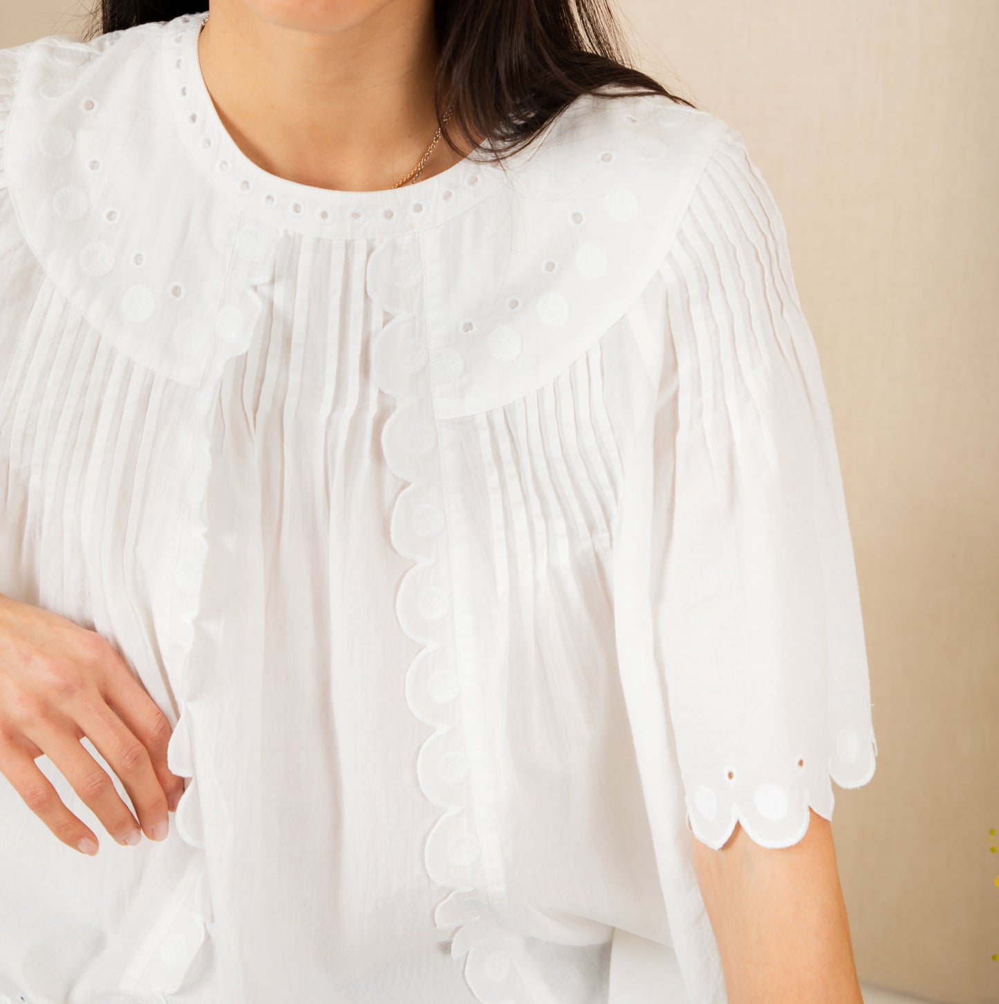 Embroidered White Cotton Top
