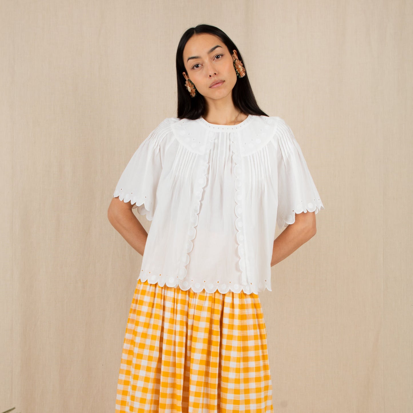 Embroidered White Cotton Top