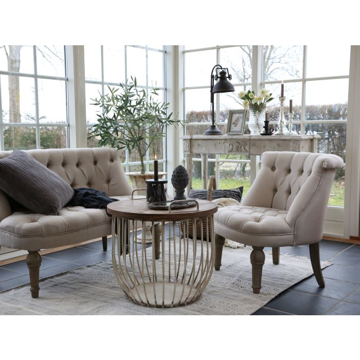 French Armchair in Linen Fabric