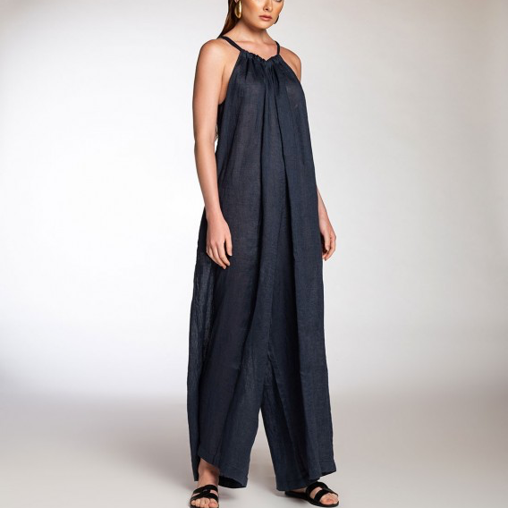 100% Linen Jumpsuit, Black