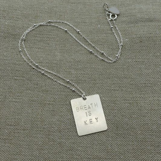Motto Necklace: Breath is Key (Sterling Silver)