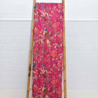 Kantha Throw Hot Pink Birds
