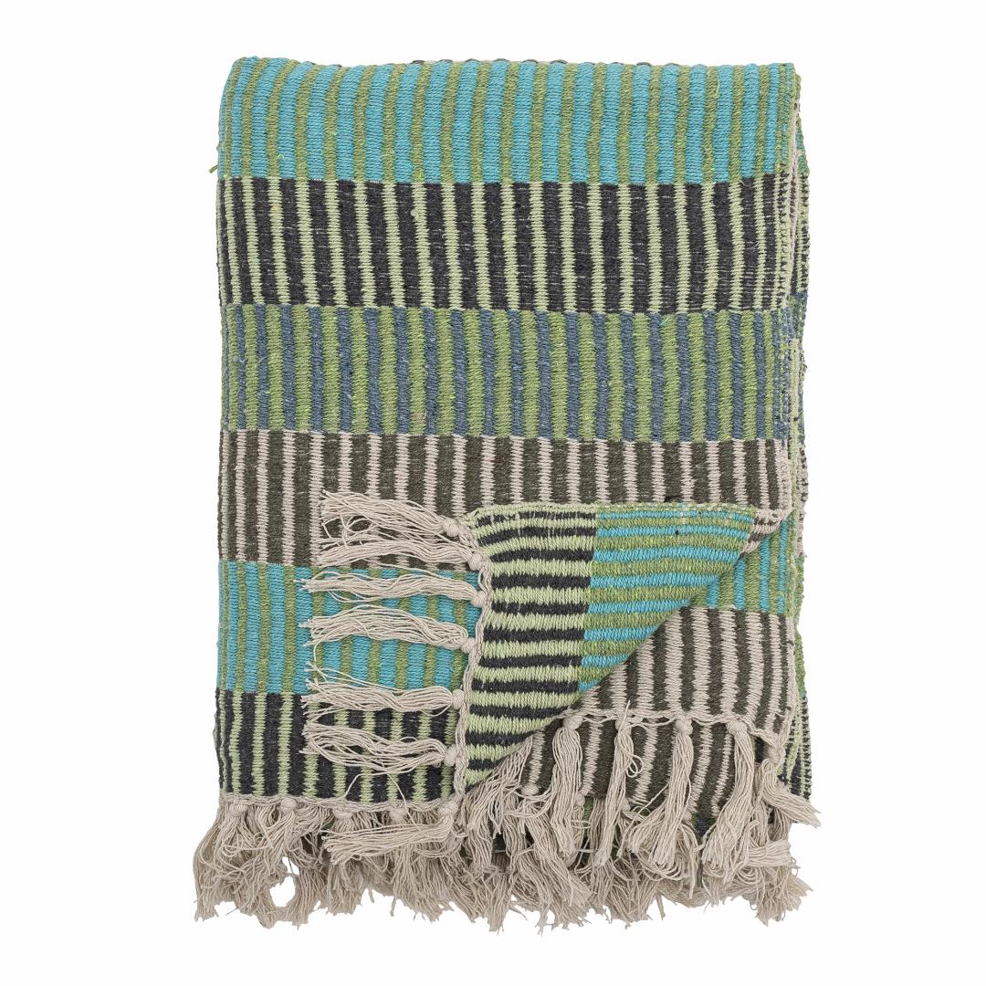 Block Stripe Throw Turquoise, Recycled Cotton